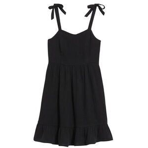 Old Navy Black Fit & Flare 100% Cotton Tie-Shoulder Mini Cami Dress Size Small